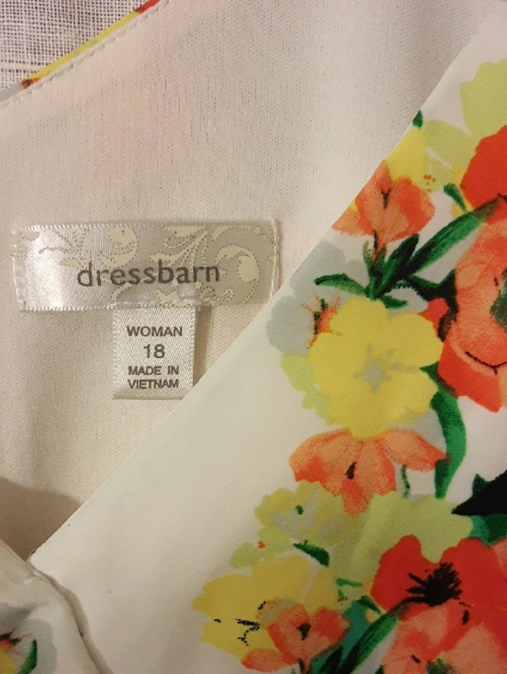 dressbarn Green Floral Midi Dress with Orange & Yellow Accents - Picture 2 of 3